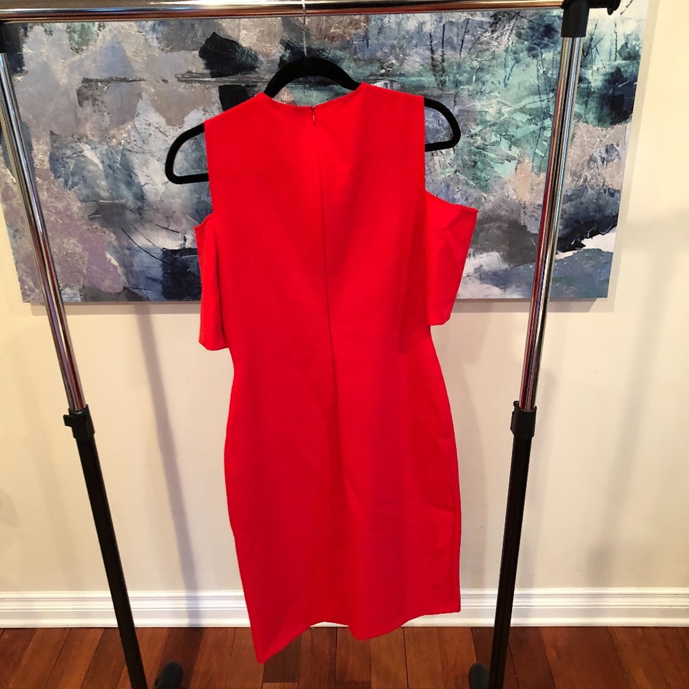 Red Off Shoulder Cocktail Dress - Picture 2 of 2